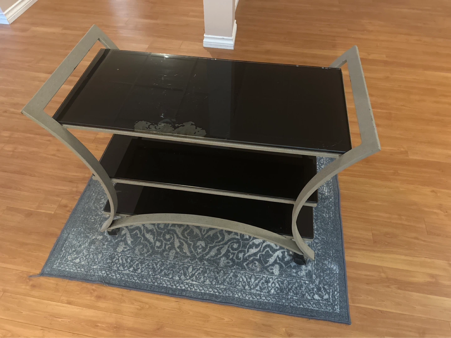 3-Tier Glass Top Media Stand with Wheels