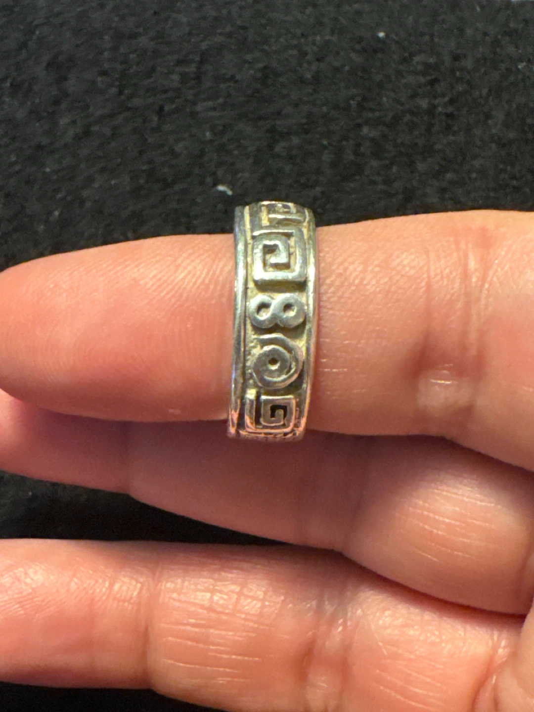 Silver Ring with Greek Key Pattern
