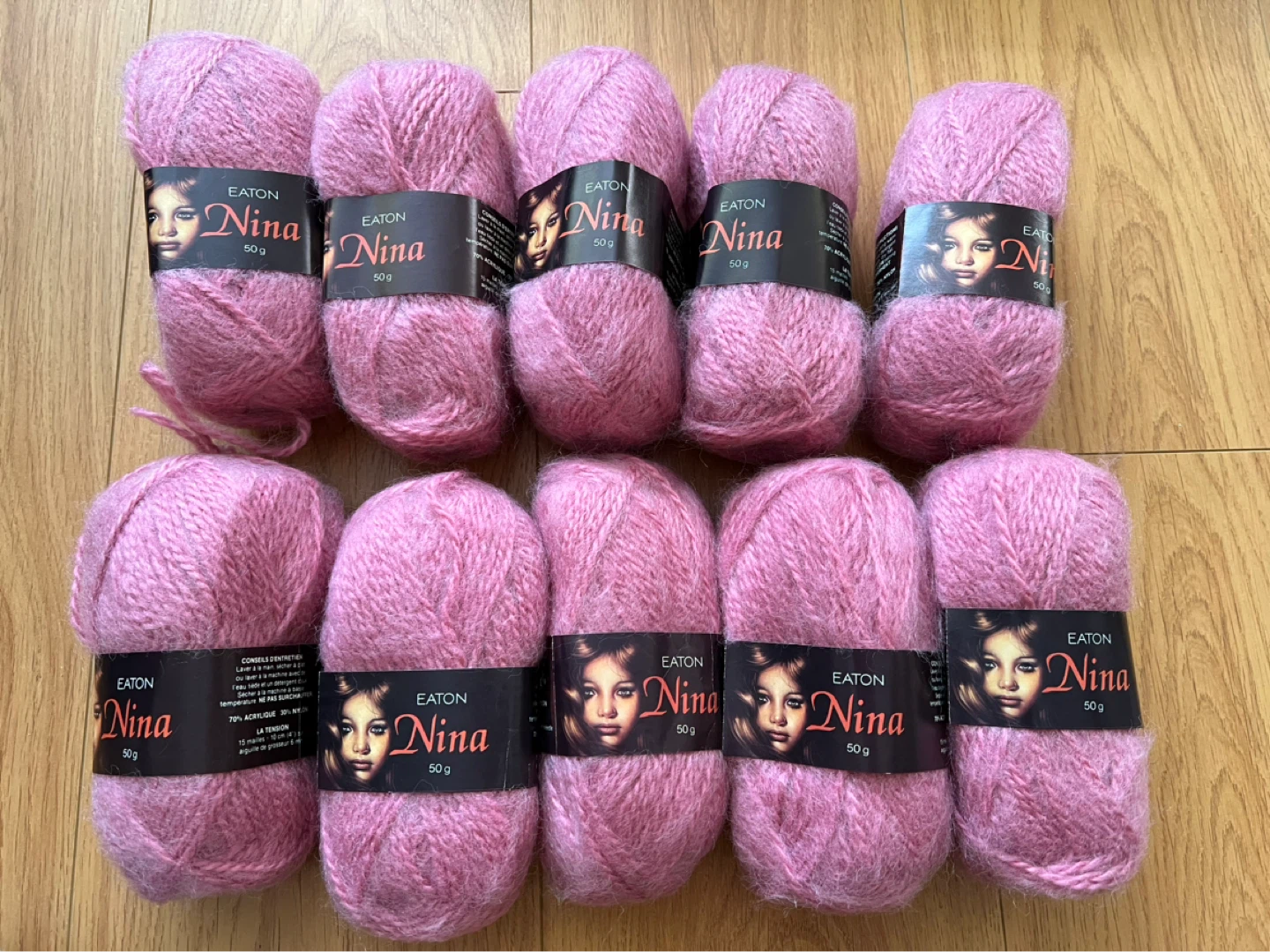 Eaton Nina Yarn - Pink (10 x 50g balls)