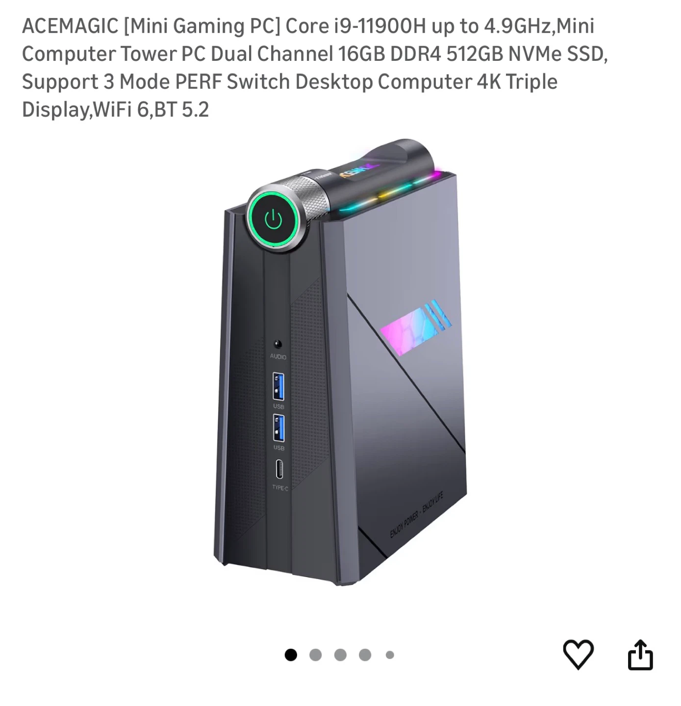 Mini Gaming PC i9-11900H 4.9GHz 16GB RAM 512GB SSD 4K WIFI 6