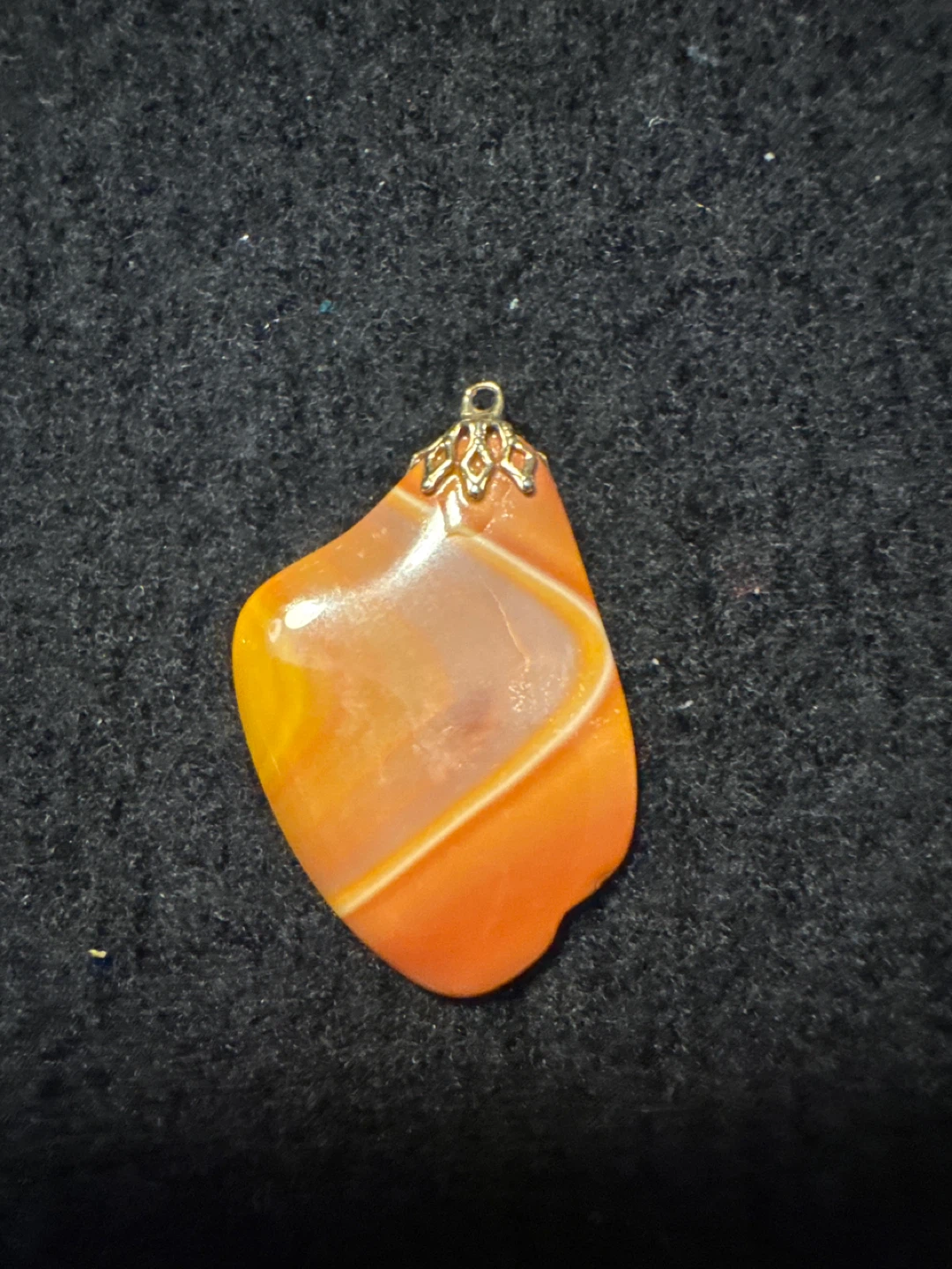 Orange and White Agate Stone Pendant