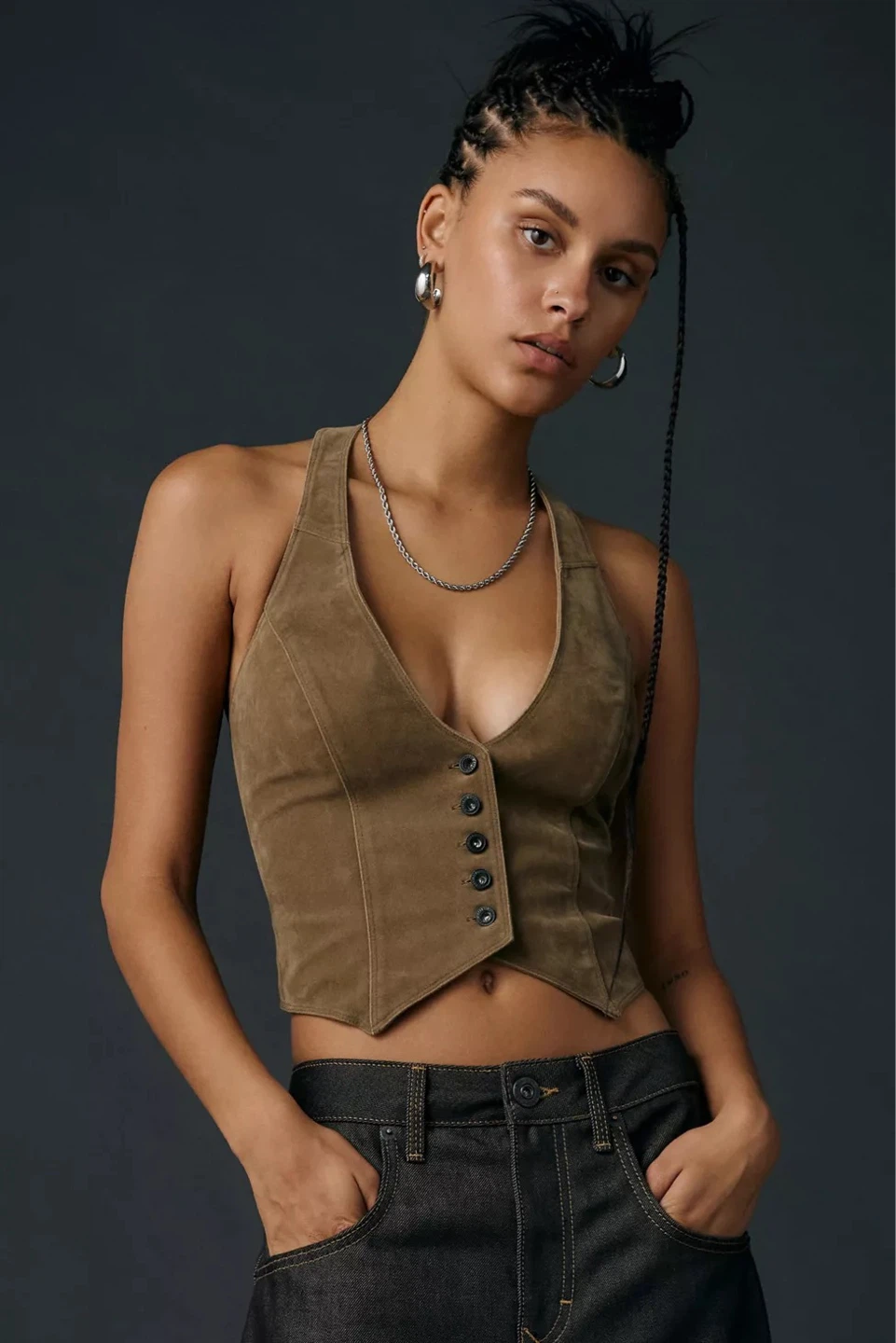 Urban Outfitters BDG Suede Halter Vest | Size L