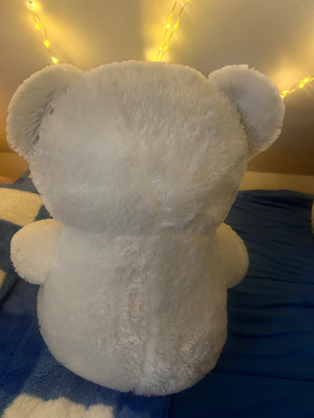 White Teddy Bear with Rainbow Sequin Heart - photo 2