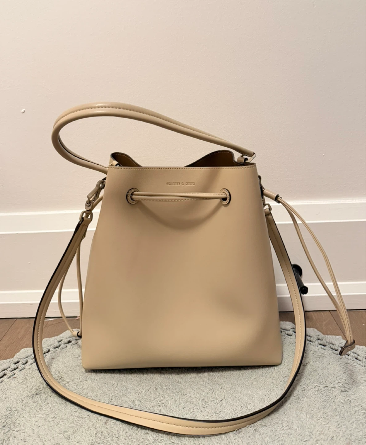 Charles & Keith Beige Bucket Bag