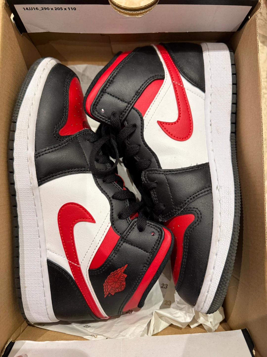 Nike Air Jordan 1 Mid (GS) Black/Fire Red-White
