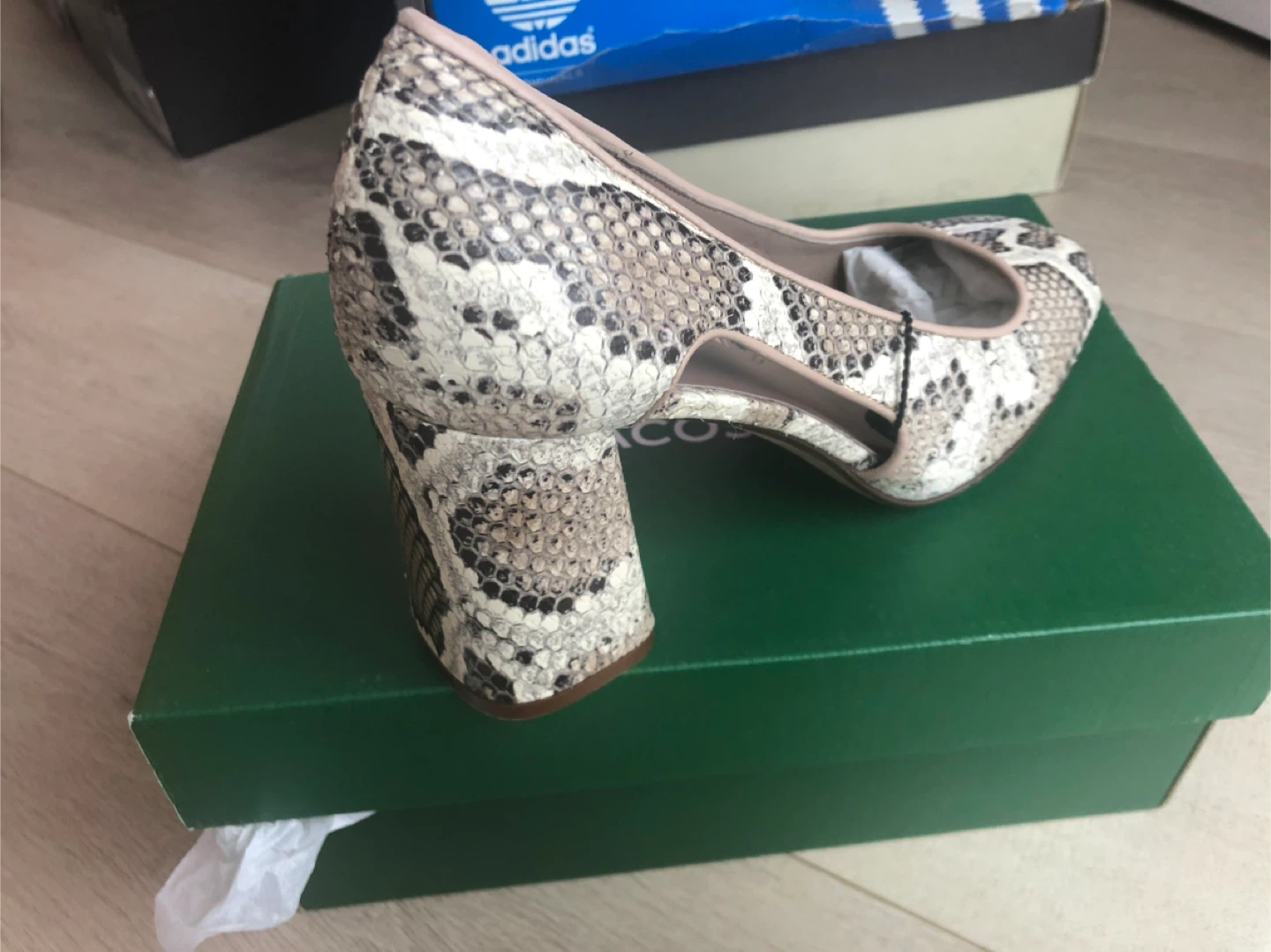 Women's Snake Print Heels genuine leather