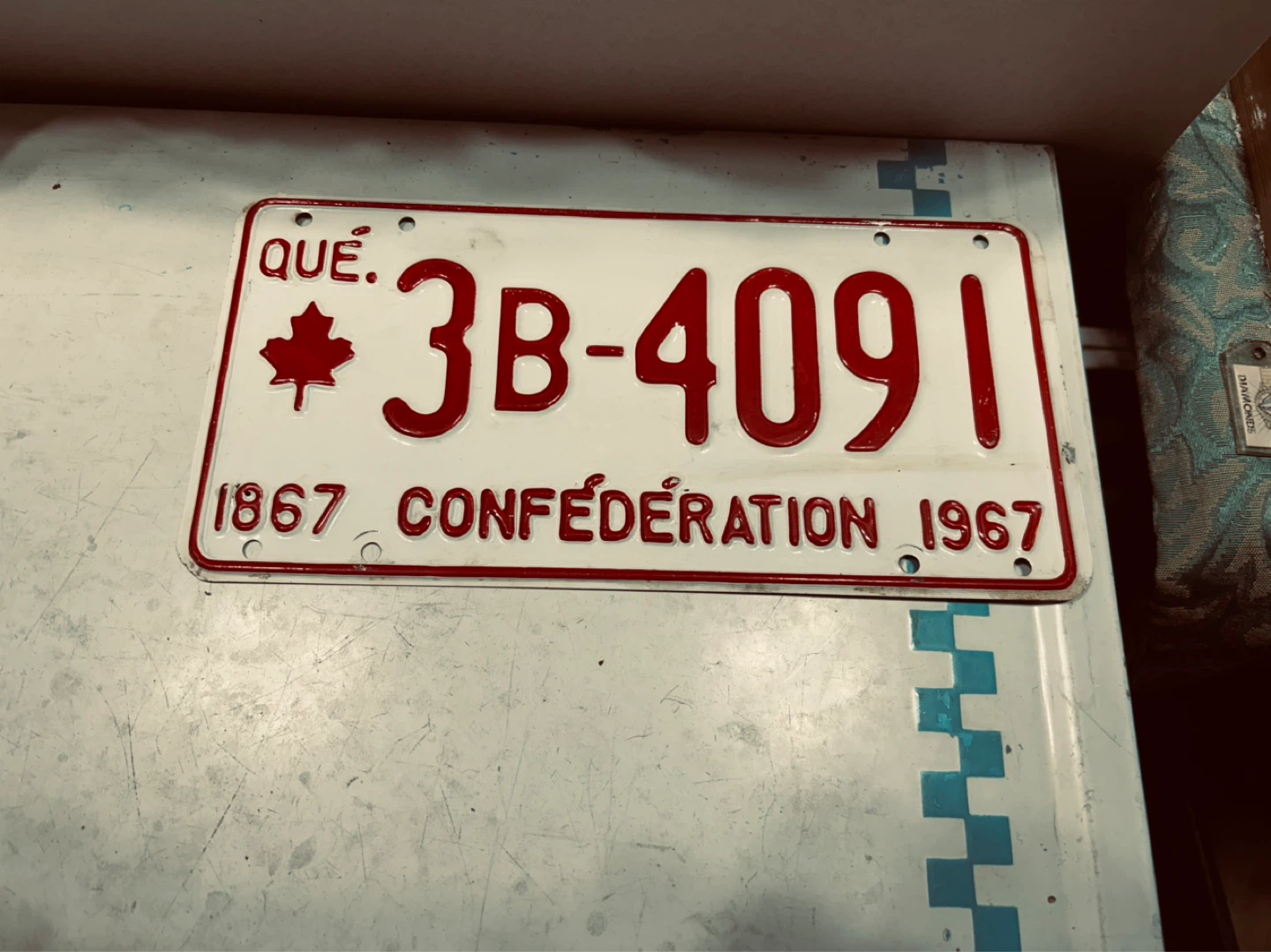 Quebec Confederation 1967 License Plate 3B-4091