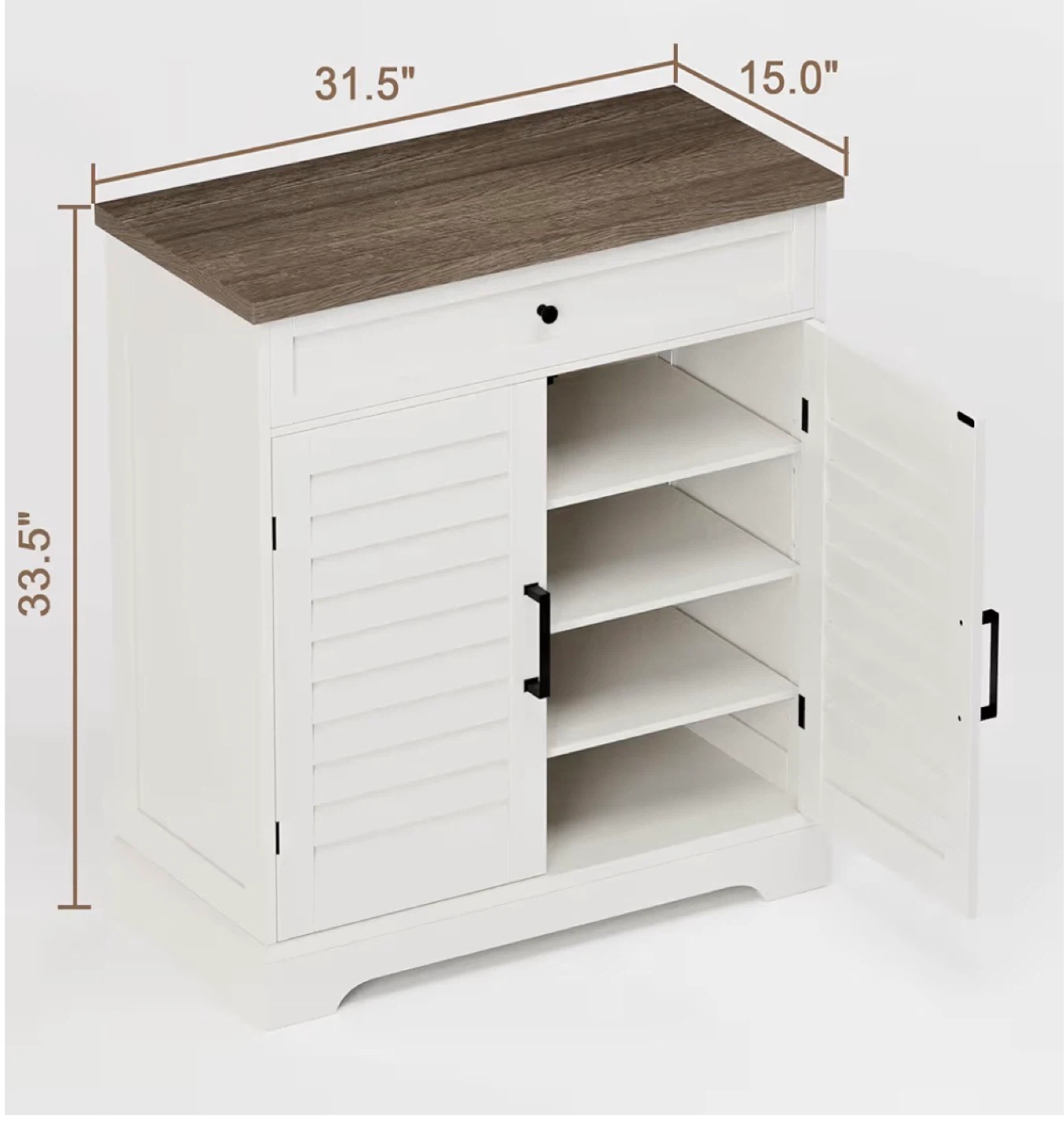 White  Shoe Cabinet with Brown Top (ASSEMBLED) - photo 2