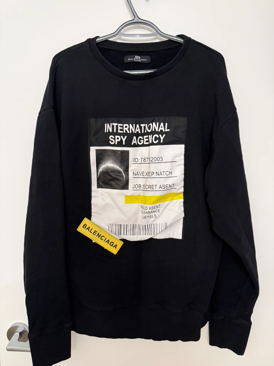 Black graphic sweatshirt featuring Balenciaga style design