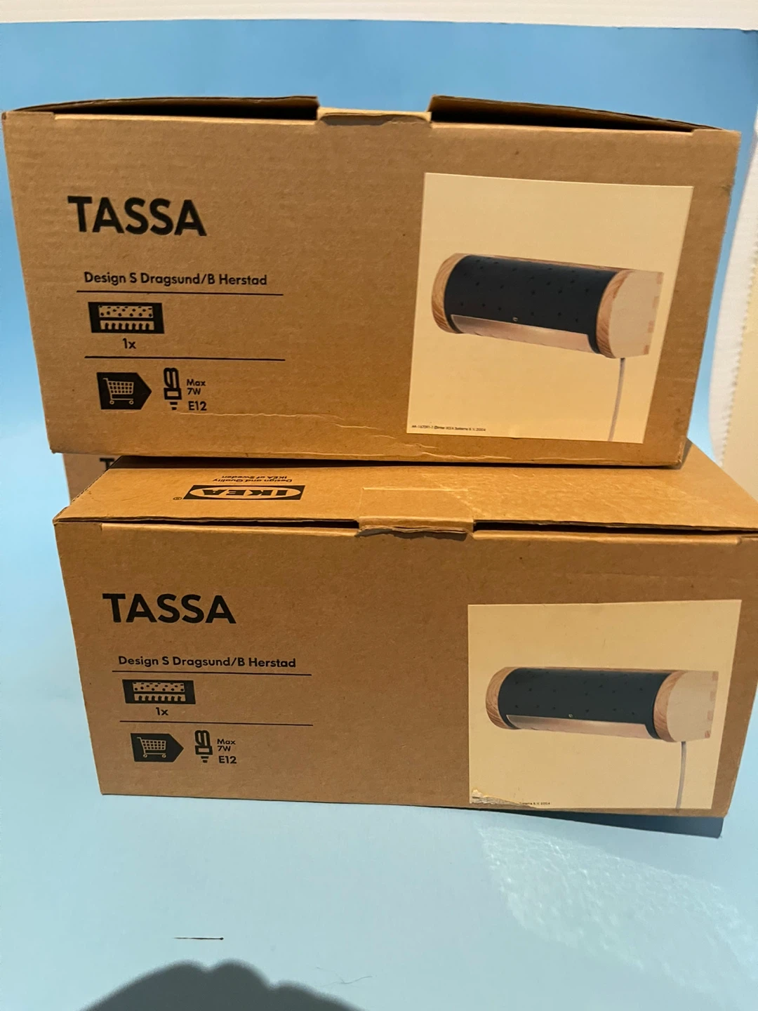 2 IKEA TASSA Wall Mount Lamp, Wood and Black