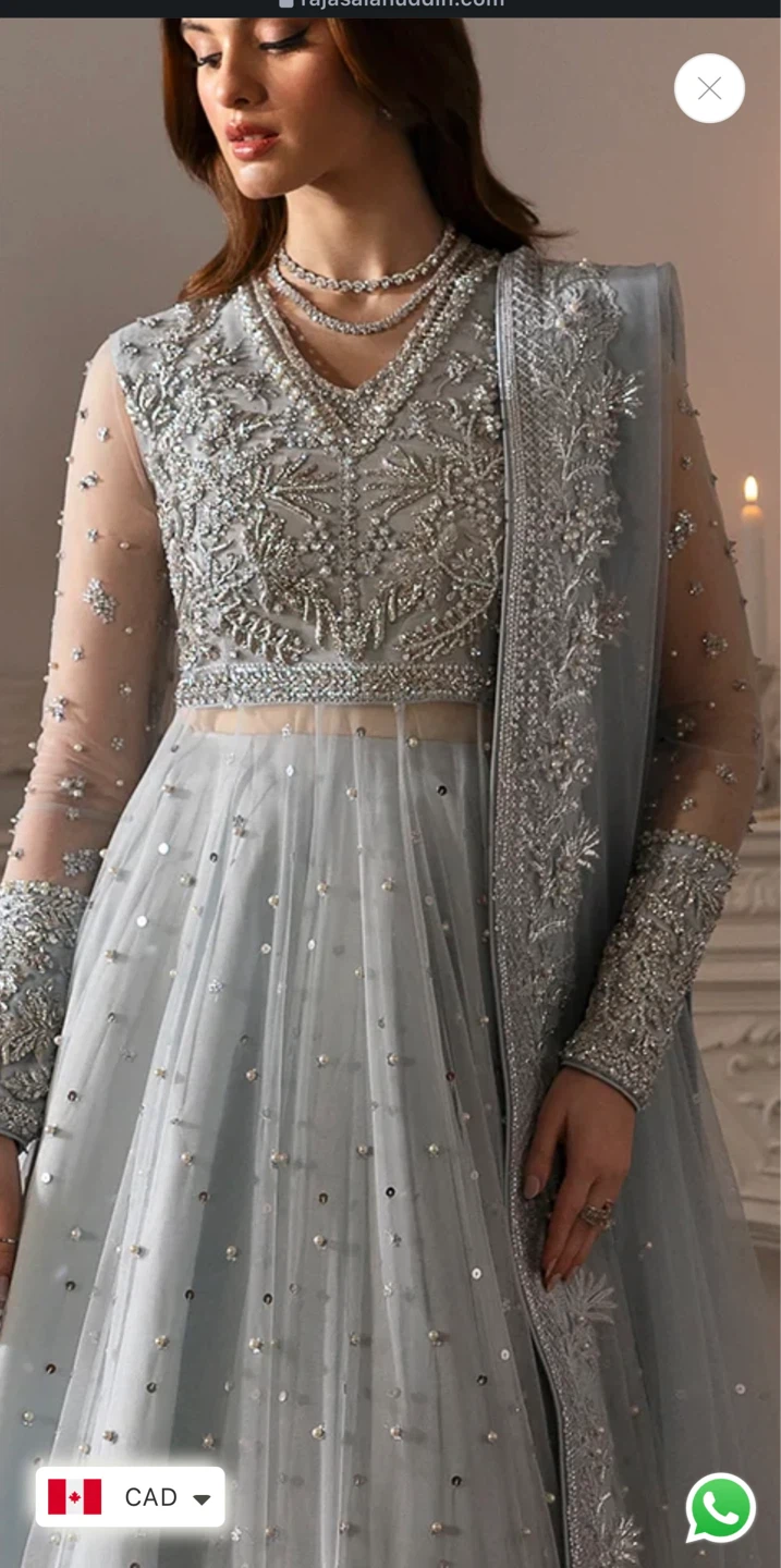 Women's Embellished Grey Net Maxi Dress - photo 3