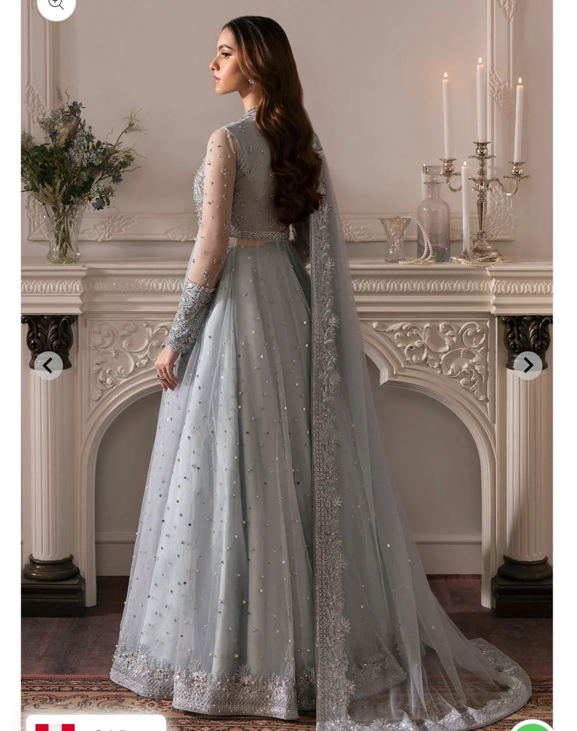 Women's Embellished Grey Net Maxi Dress - photo 2