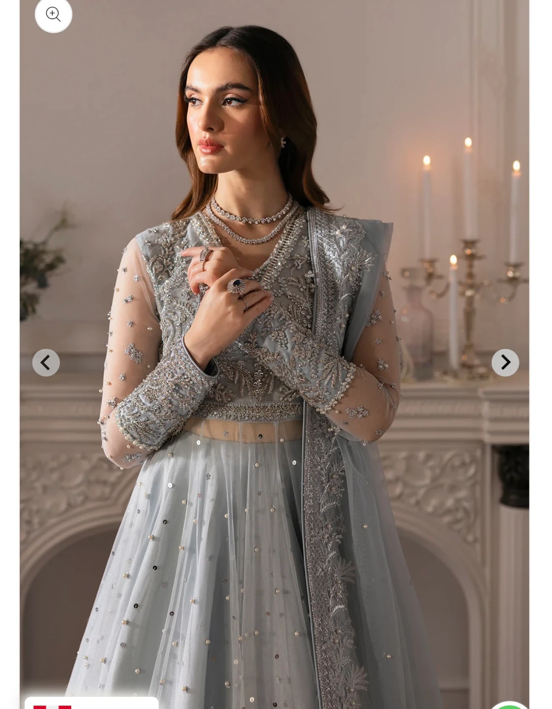 Women's Embellished Grey Net Maxi Dress