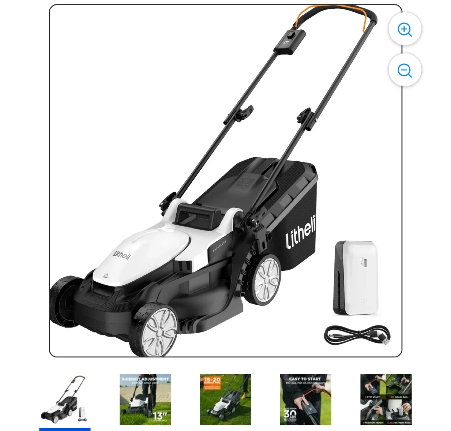 Litheli Cordless Electric Lawn Mower with Battery