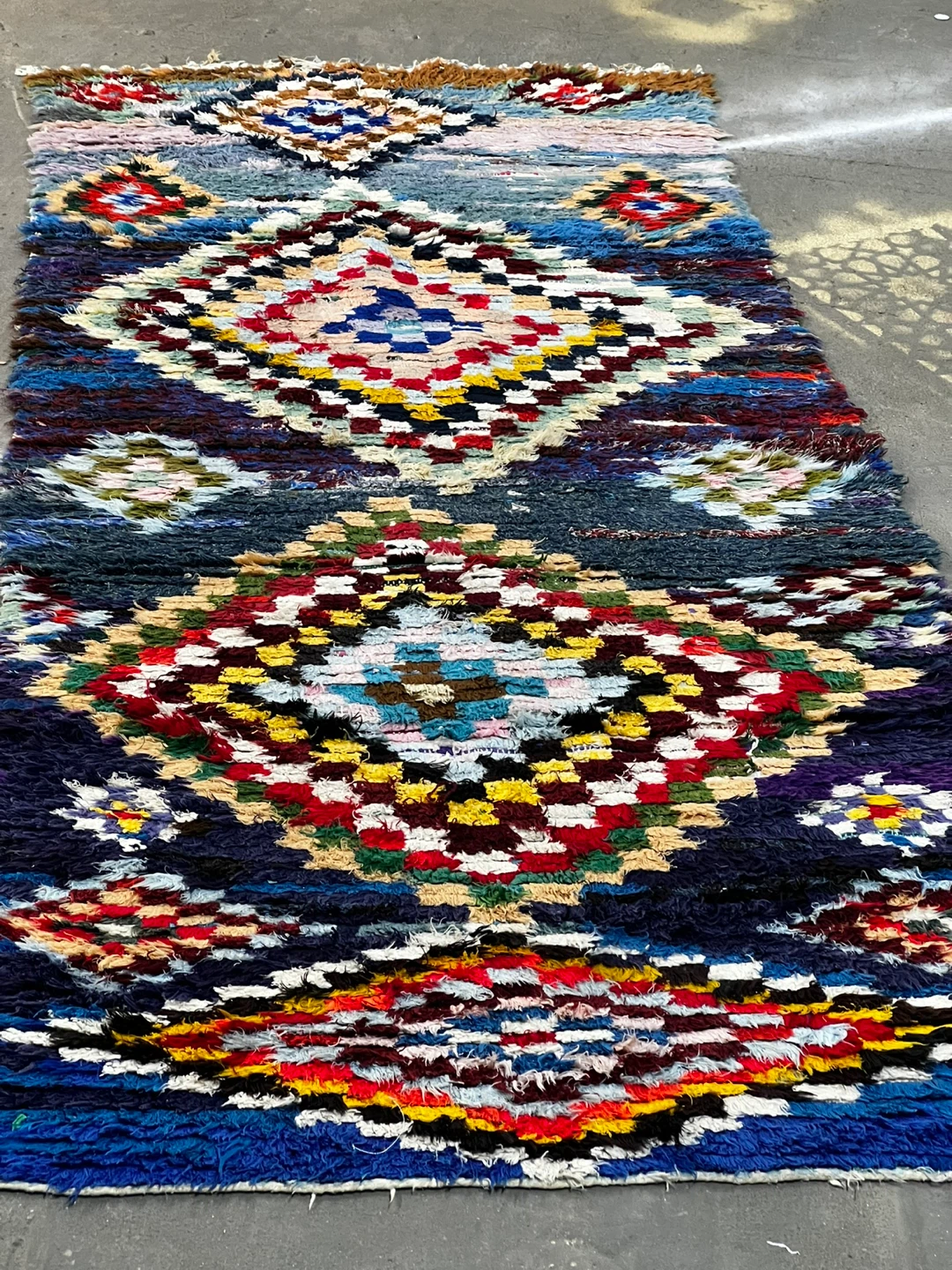 Handwoven Moroccan Runner Rug - Colorful Geometric Pattern