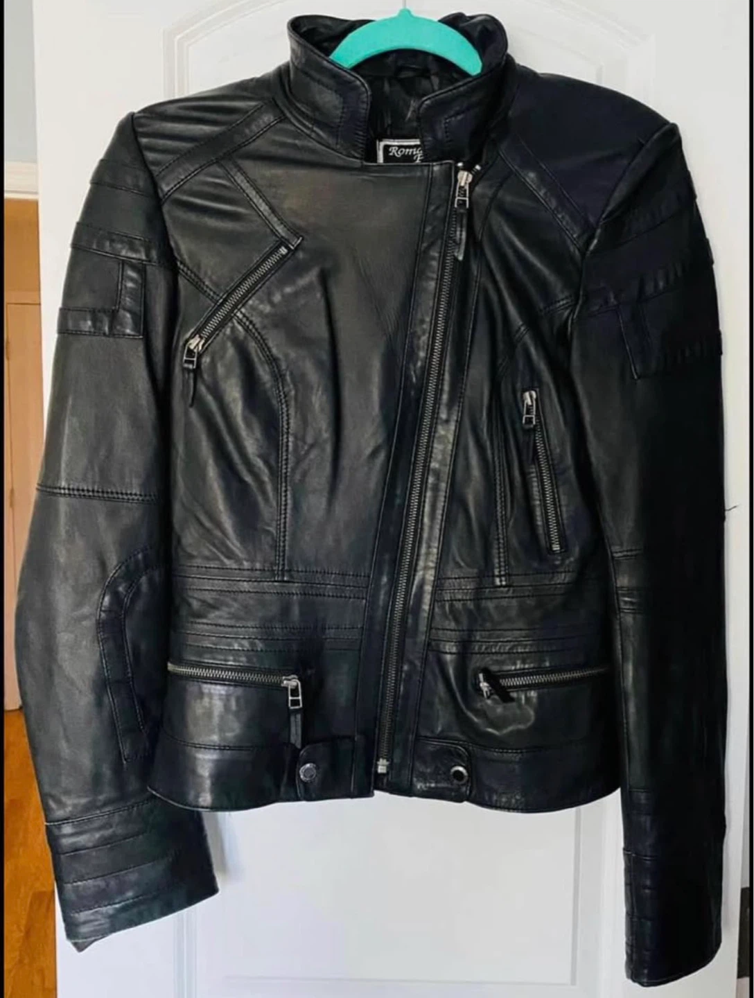 Roma Pelle Black Italian Leather Biker Jacket - photo 3