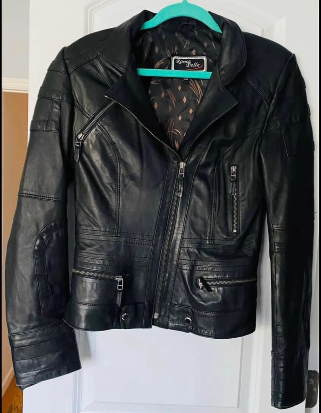 Roma Pelle Black Italian Leather Biker Jacket