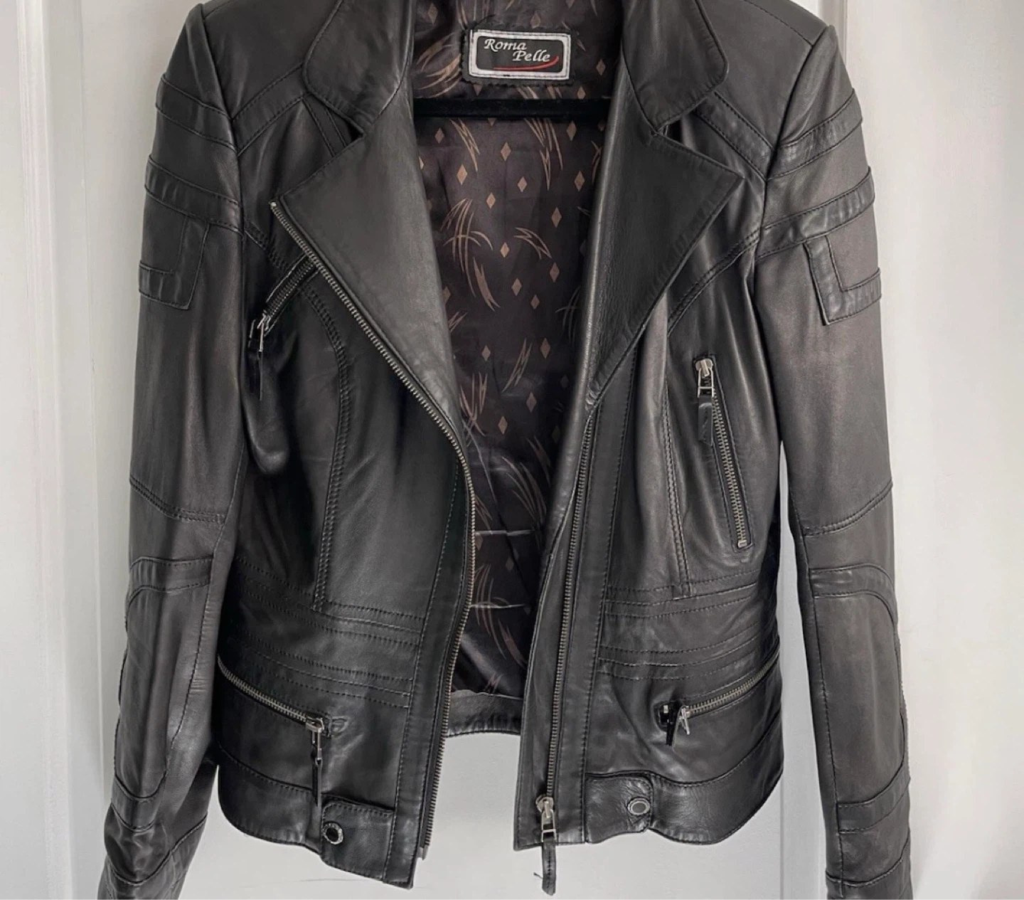 Roma Pelle Black Italian Leather Biker Jacket - photo 2