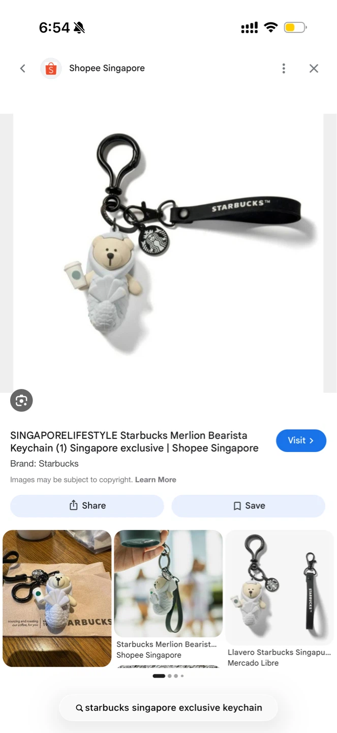 Starbucks Singapore exclusive Merlion Bearista Keychain - photo 2