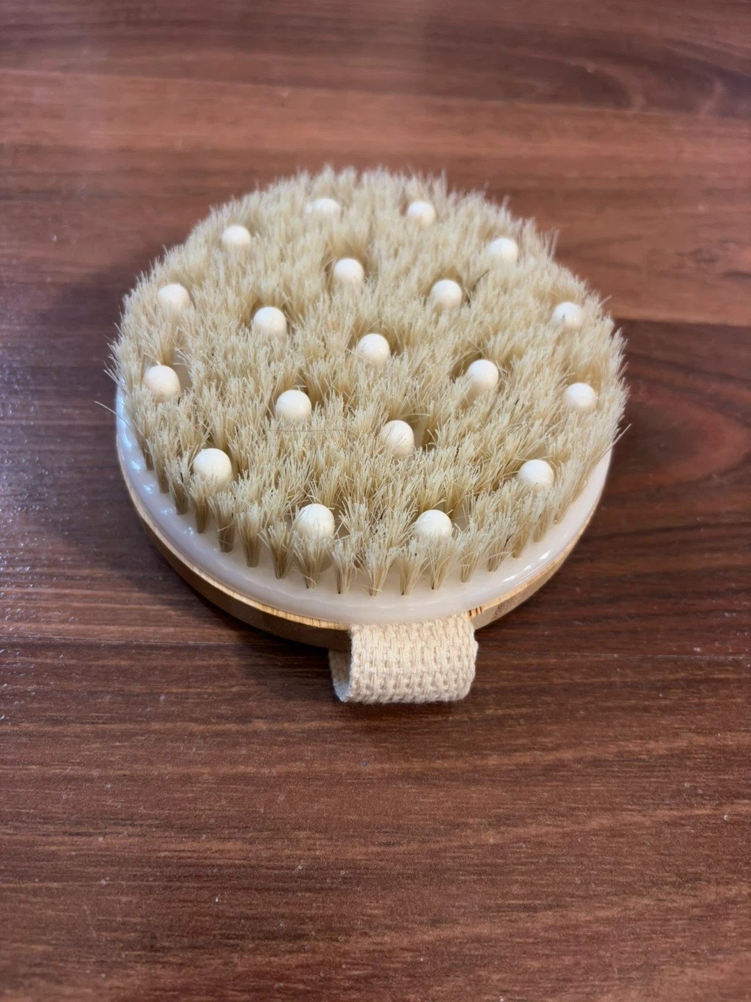 Dry Brush with Natural Bristles and Massage Nodes