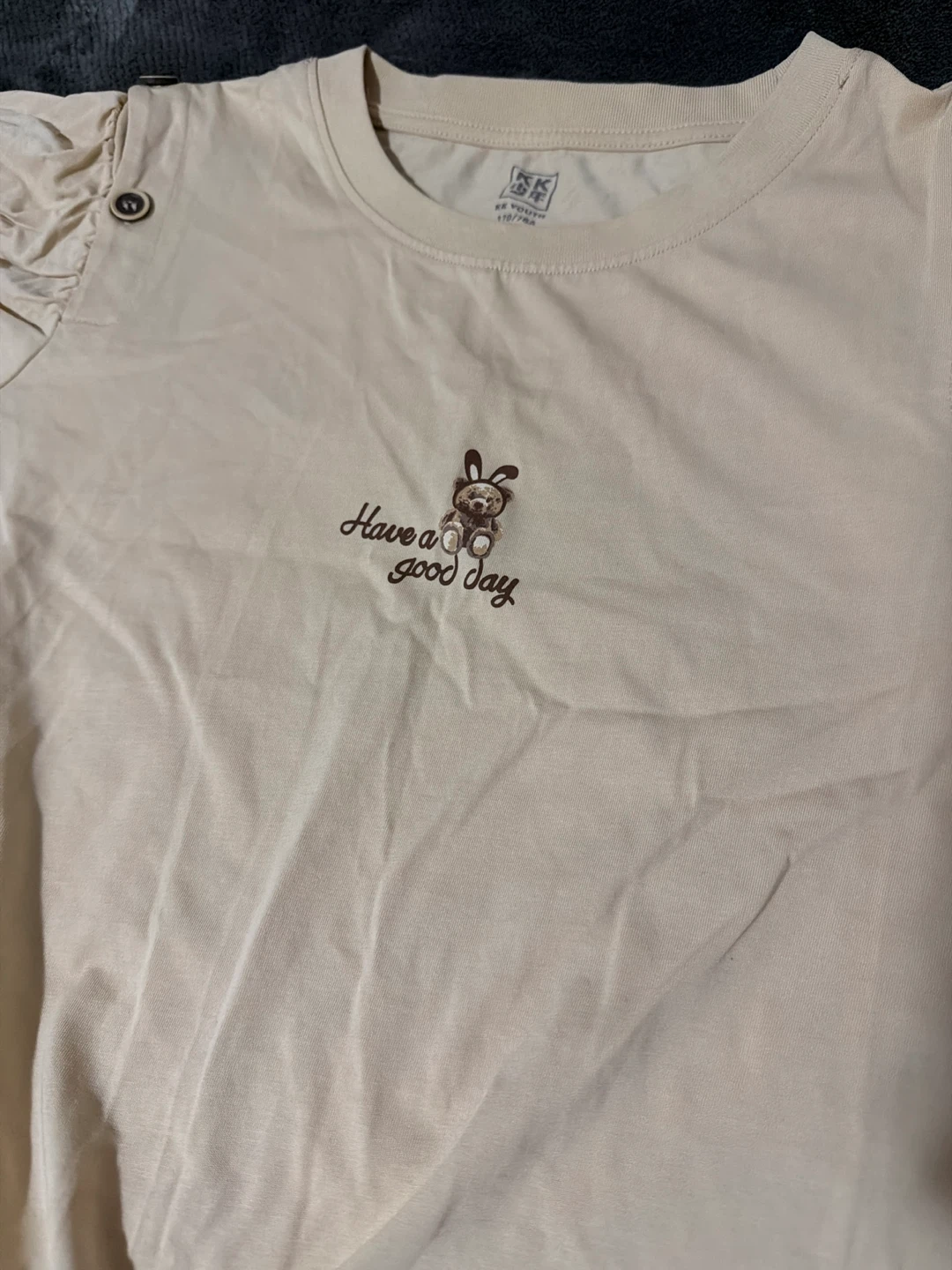 KK Youth T-Shirt Size 170/76A Tan "Have a good day" Graphic - photo 2