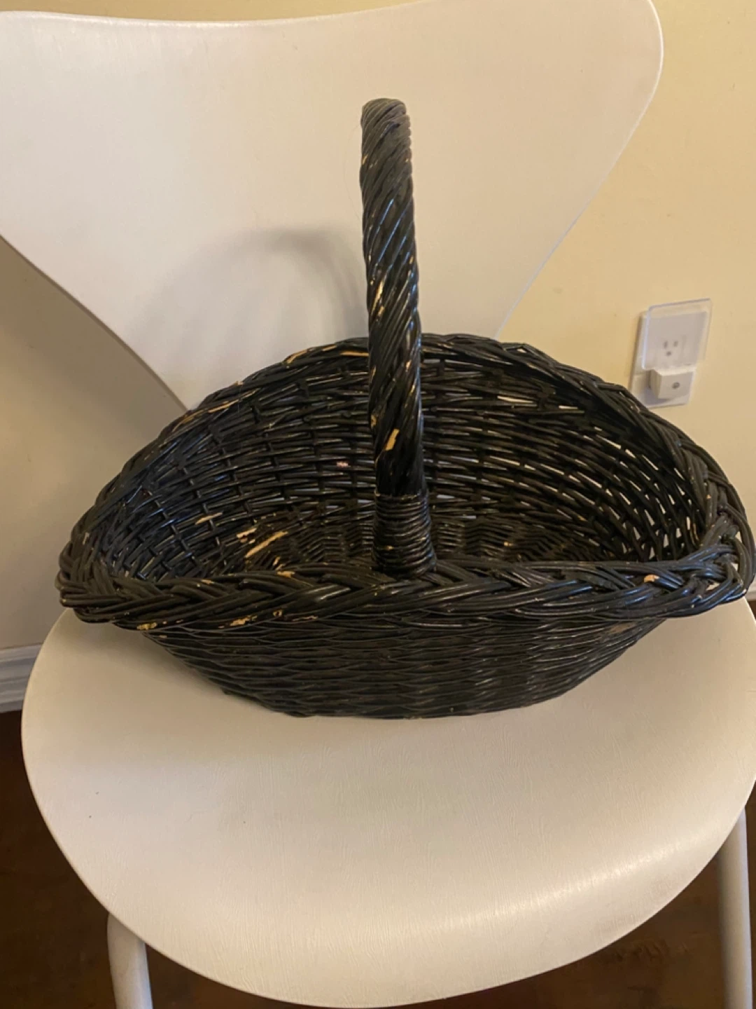 Black Wicker Basket with Handle