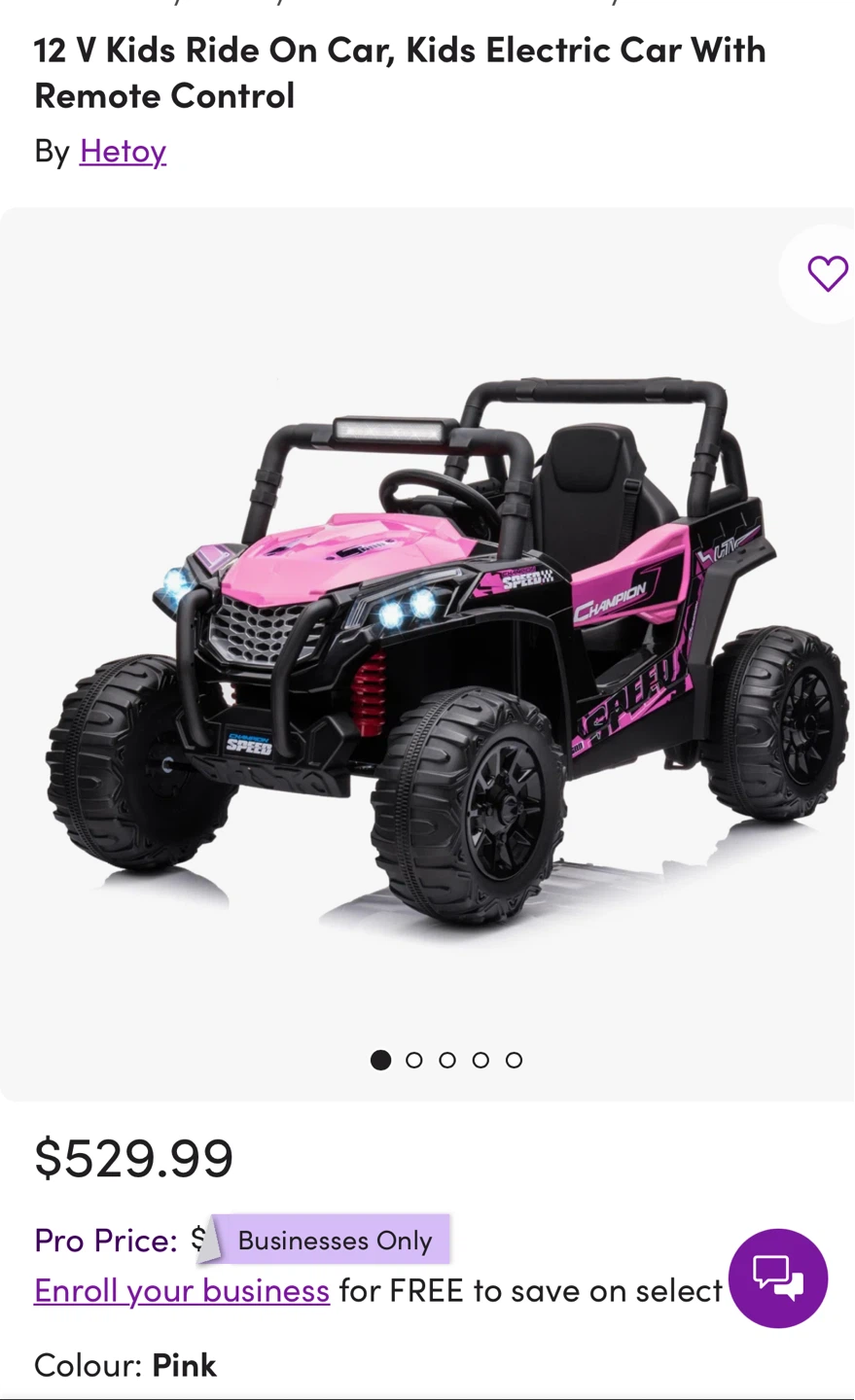 12V Kids Electric Ride On Car with Remote Control - Pink