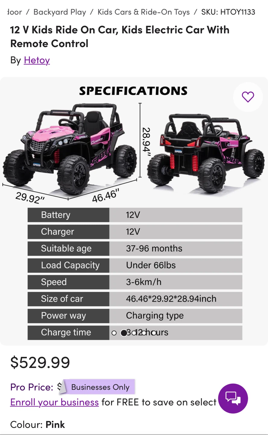 12V Kids Electric Ride On Car with Remote Control - Pink - photo 2