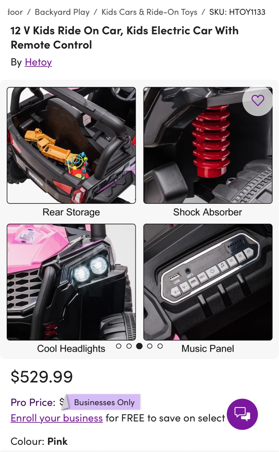 12V Kids Electric Ride On Car with Remote Control - Pink - photo 3
