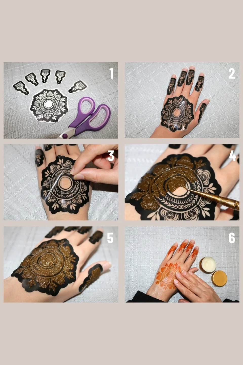 Henna Tattoo Stencils & Paste Kit
