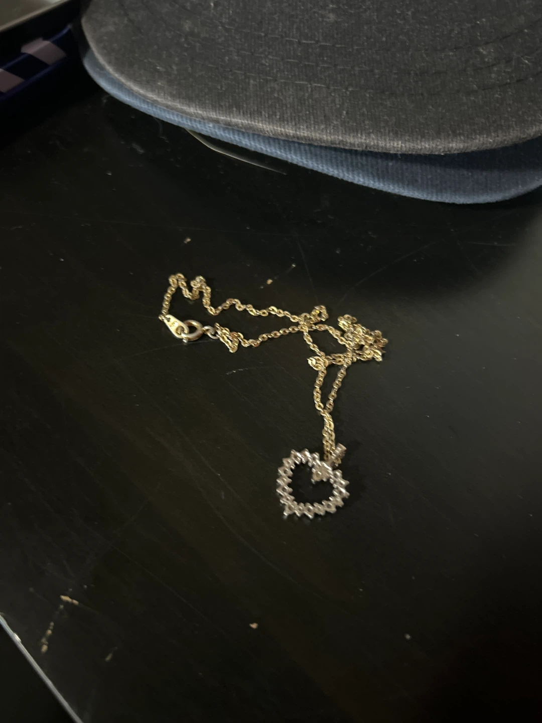 Gold Heart Necklace with Diamonds