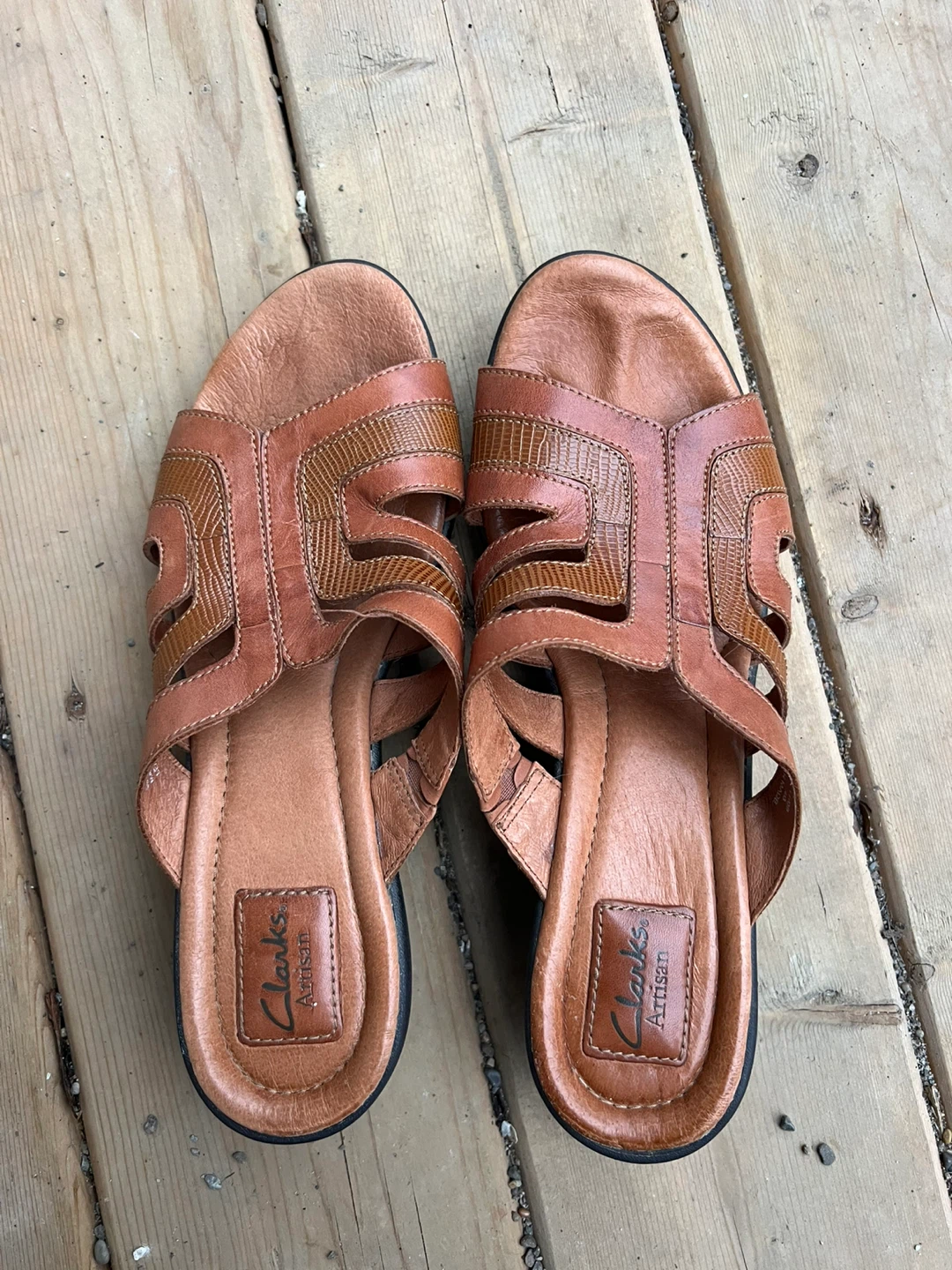 Clarks Artisan Brown Leather Strappy Sandals