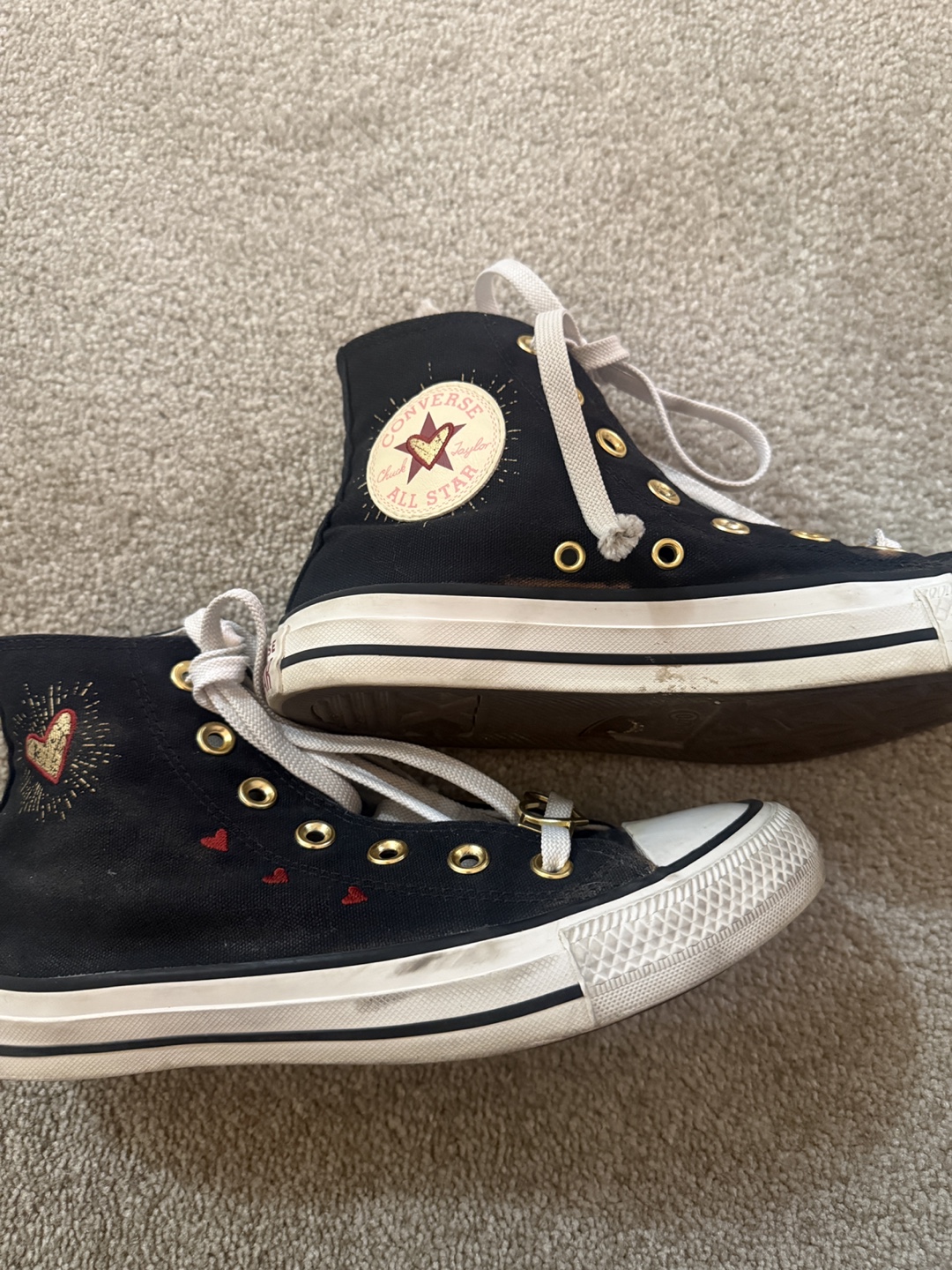 Converse All Star High Top Sneakers Black Heart Design - photo 2