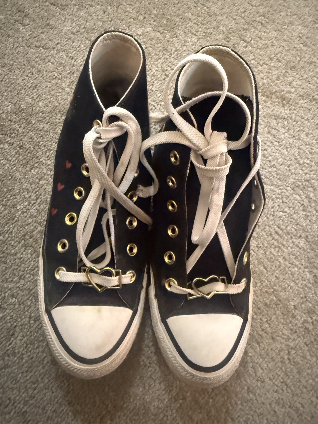 Converse All Star High Top Sneakers Black Heart Design - photo 3