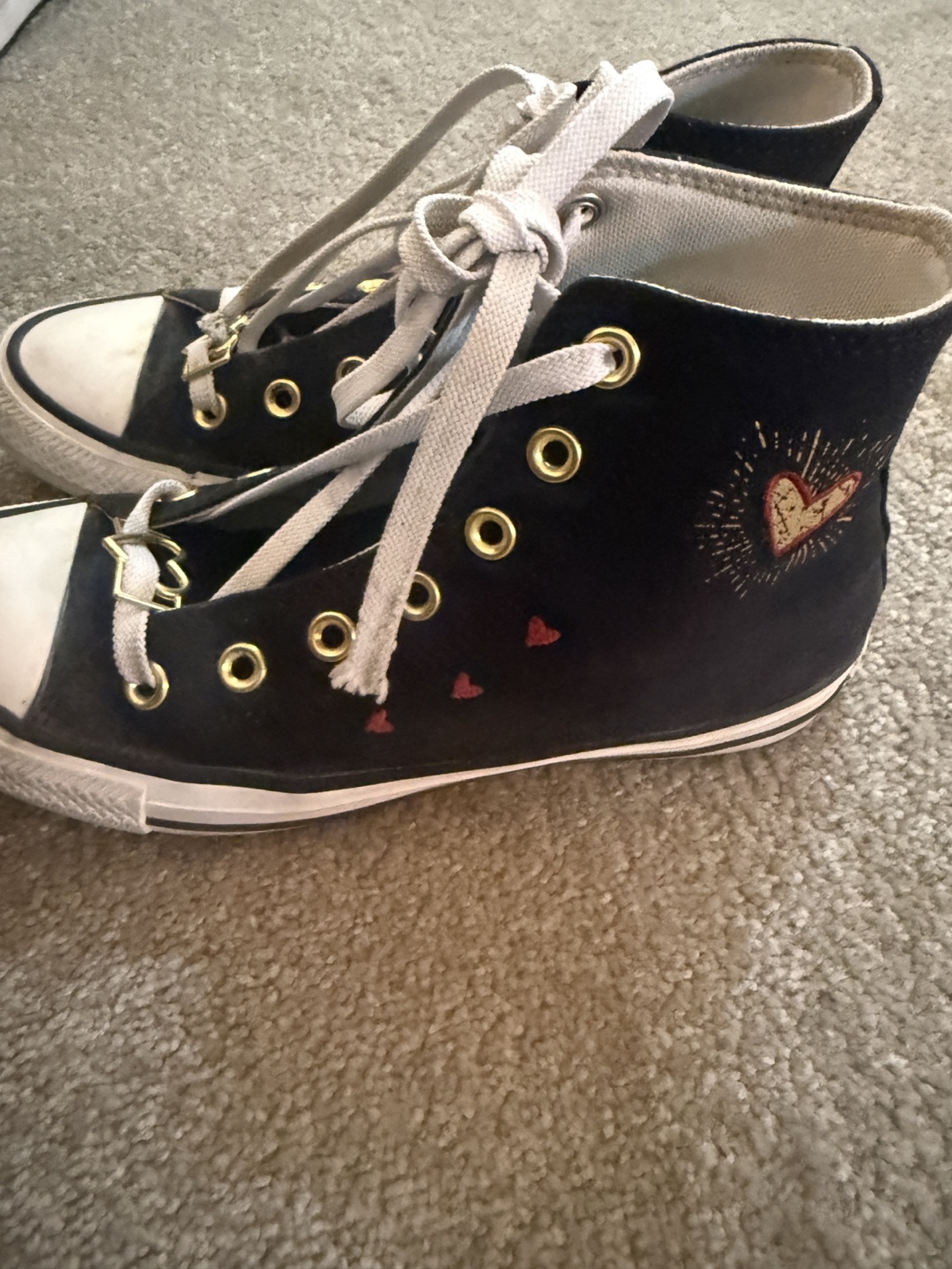 Converse All Star High Top Sneakers Black Heart Design
