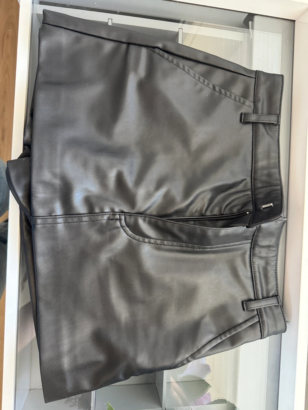 Zara Black Faux Leather skirt/shorts - Size XS