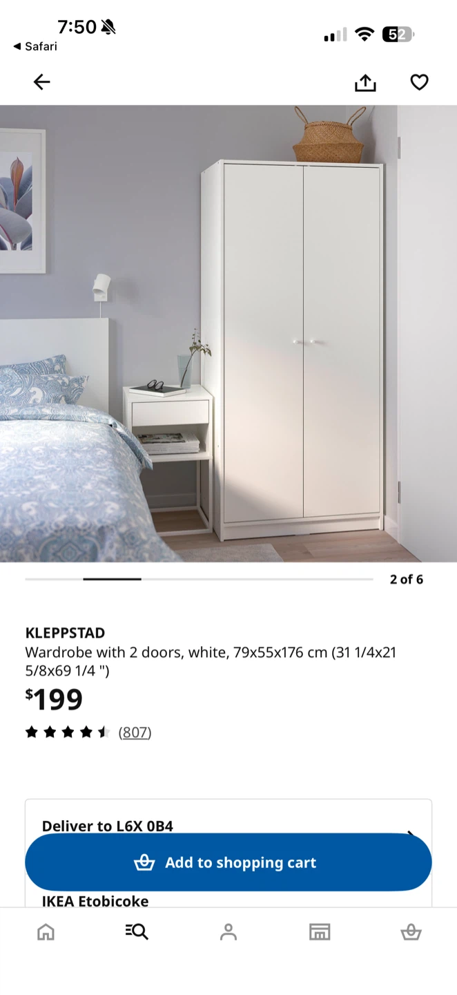 IKEA KLEPPSTAD Wardrobe closet 2 doors, white - photo 4