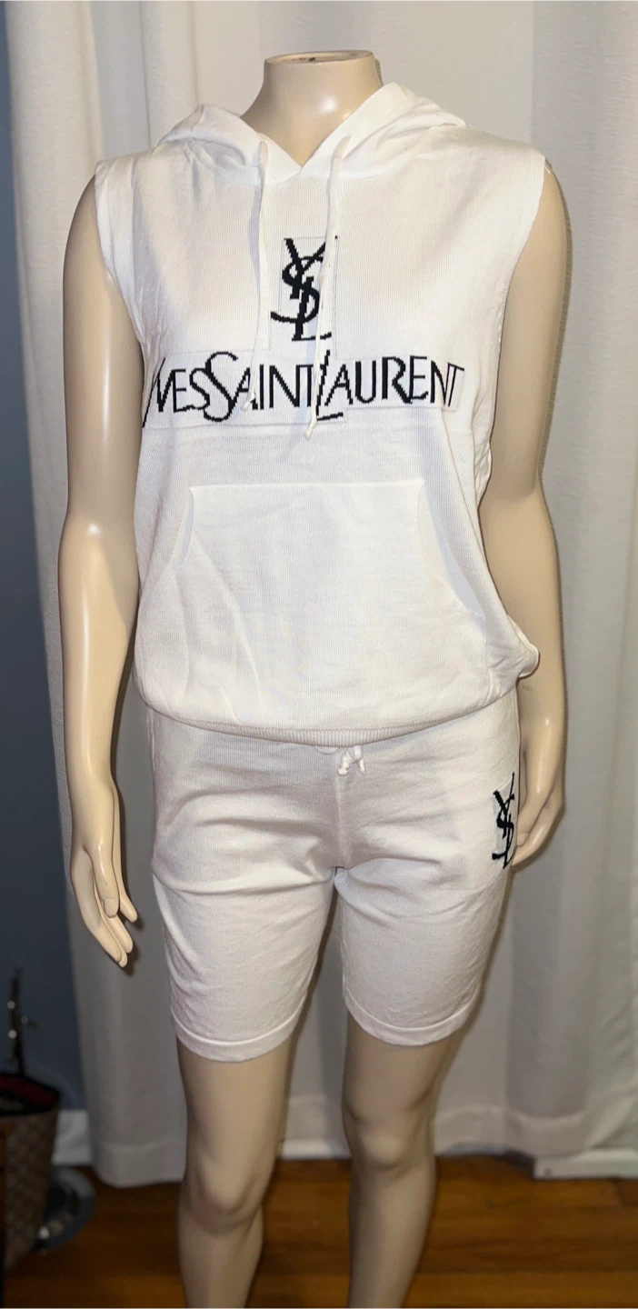 YSL Sleeveless Hoodie & Shorts Set