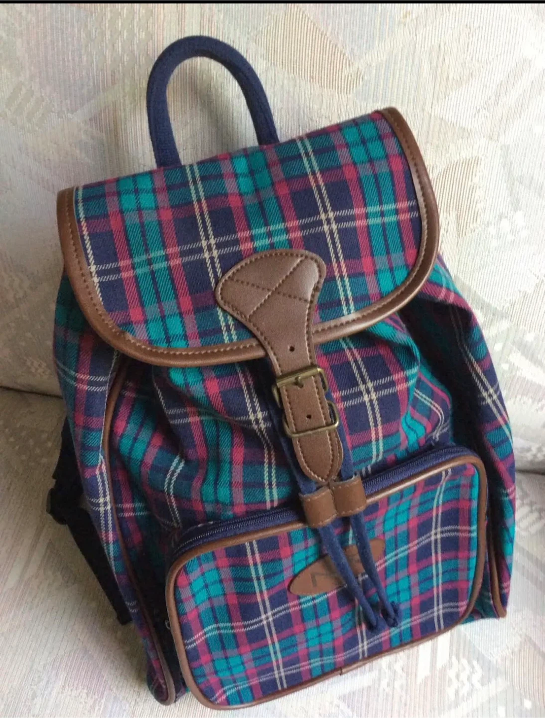 Retro plaid backpack