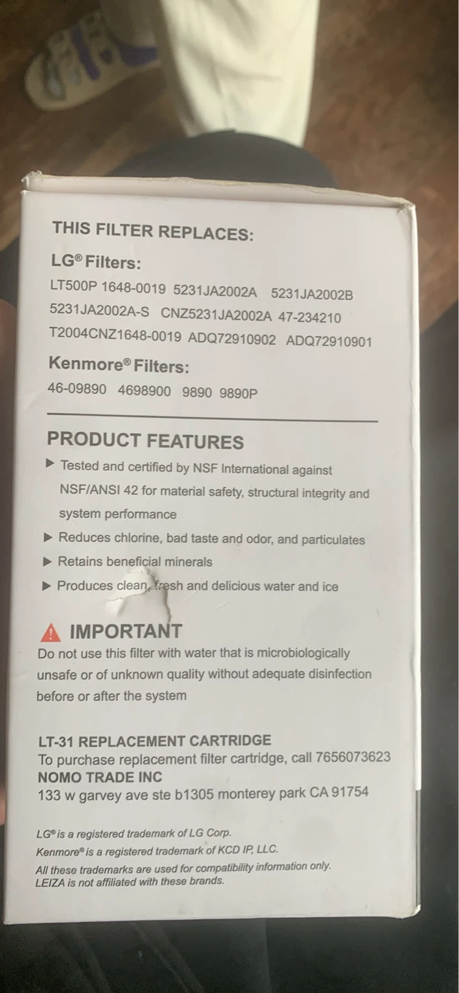 LEIZA Refrigerator Water Filter LT-31 - photo 2