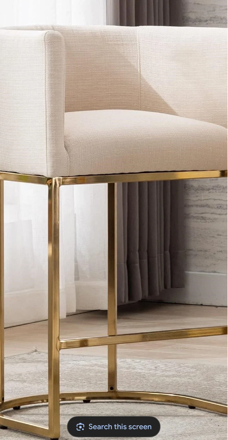 Cream Upholstered Counter Stool with Gold Metal Frame