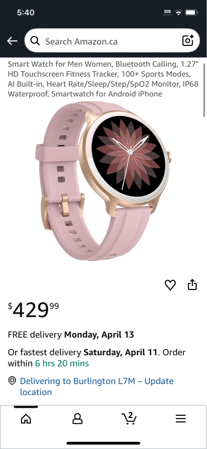 Smartwatch Fitness Tracker - Pink