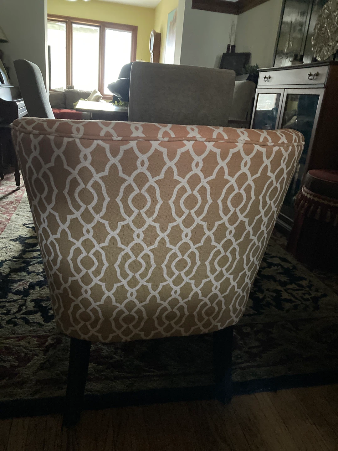 Yellow & white Patterned Accent Chair - photo 3