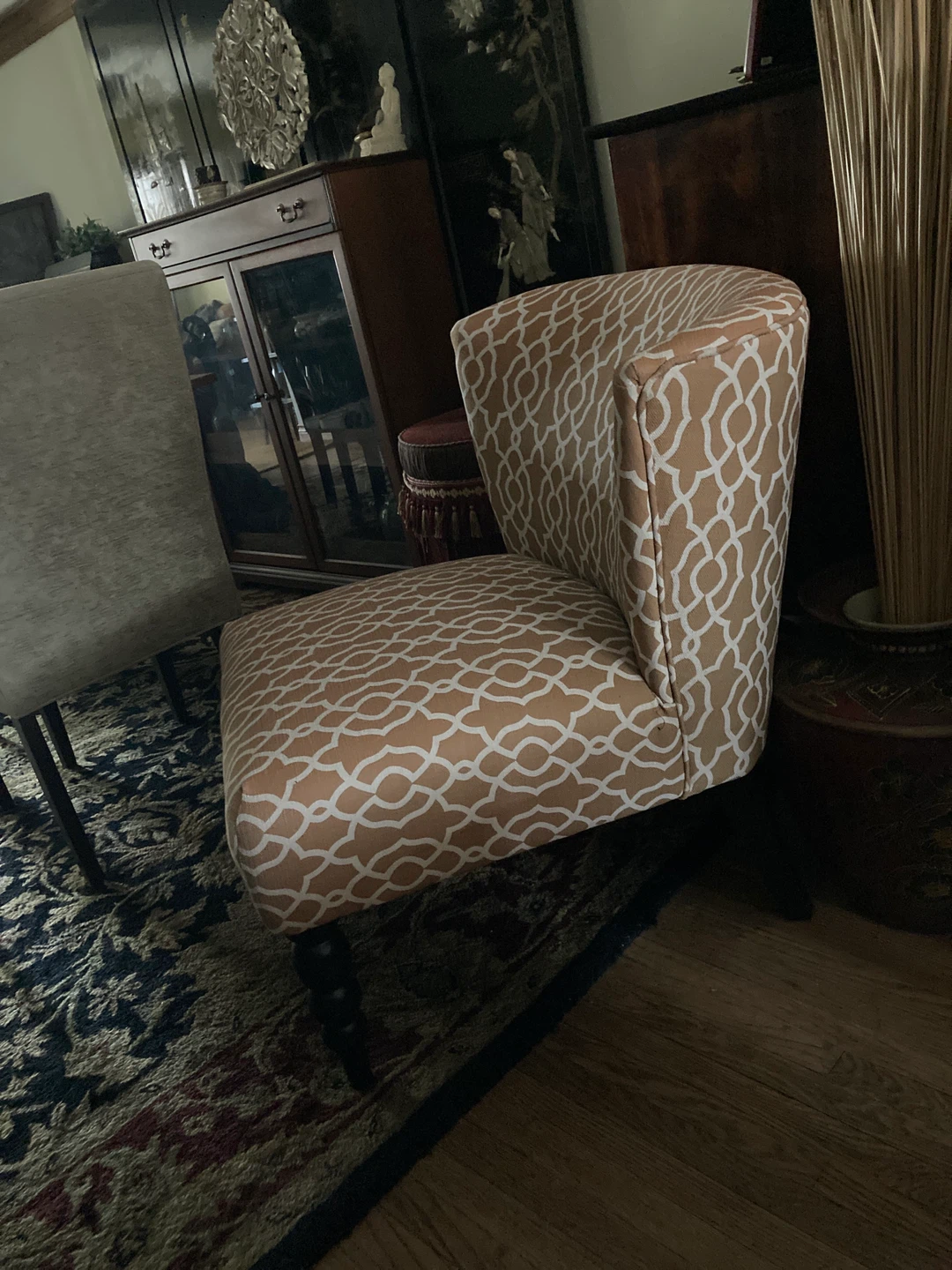 Yellow & white Patterned Accent Chair - photo 2