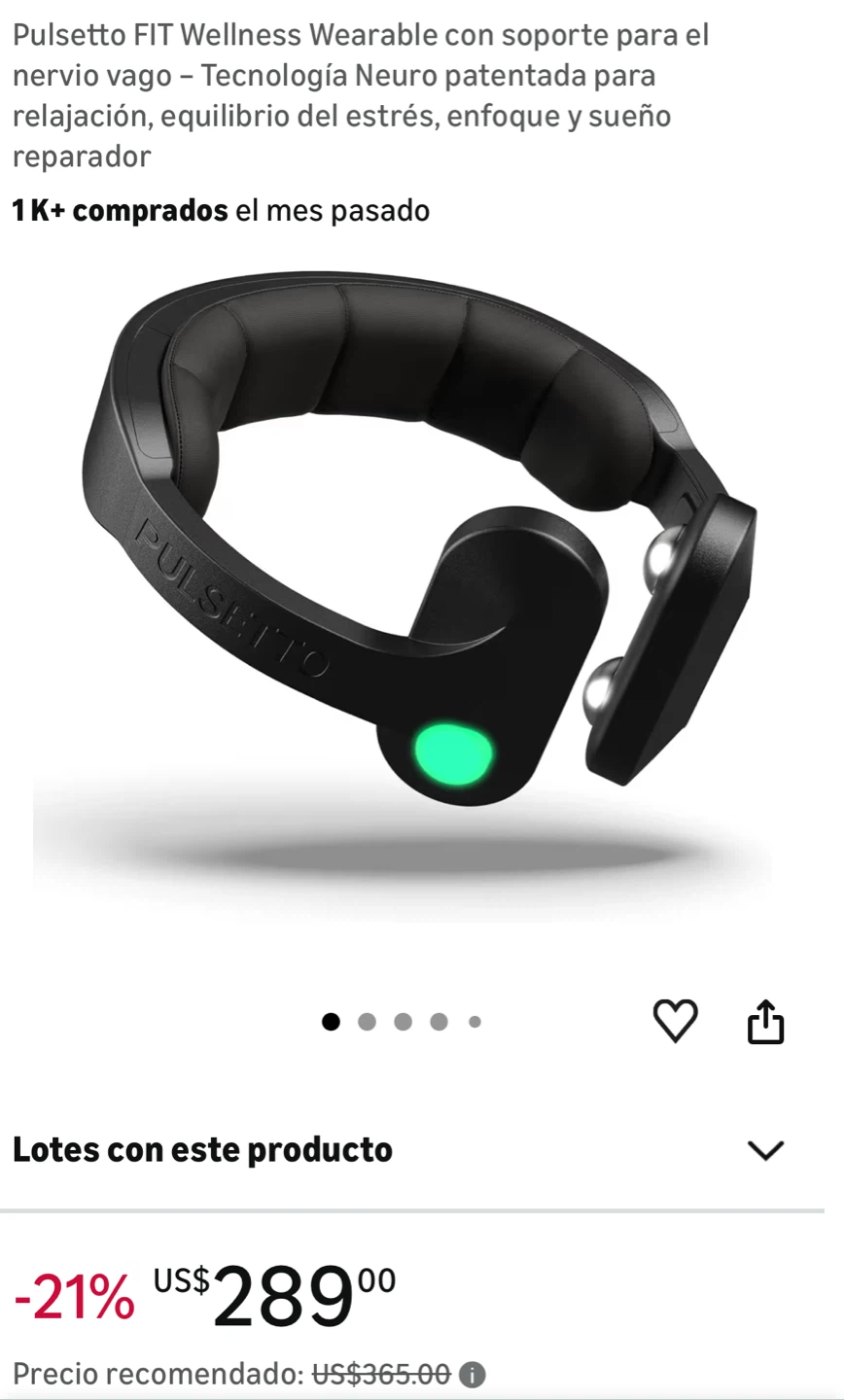 Pulsetto FIT Wellness Wearable Device for Relaxation