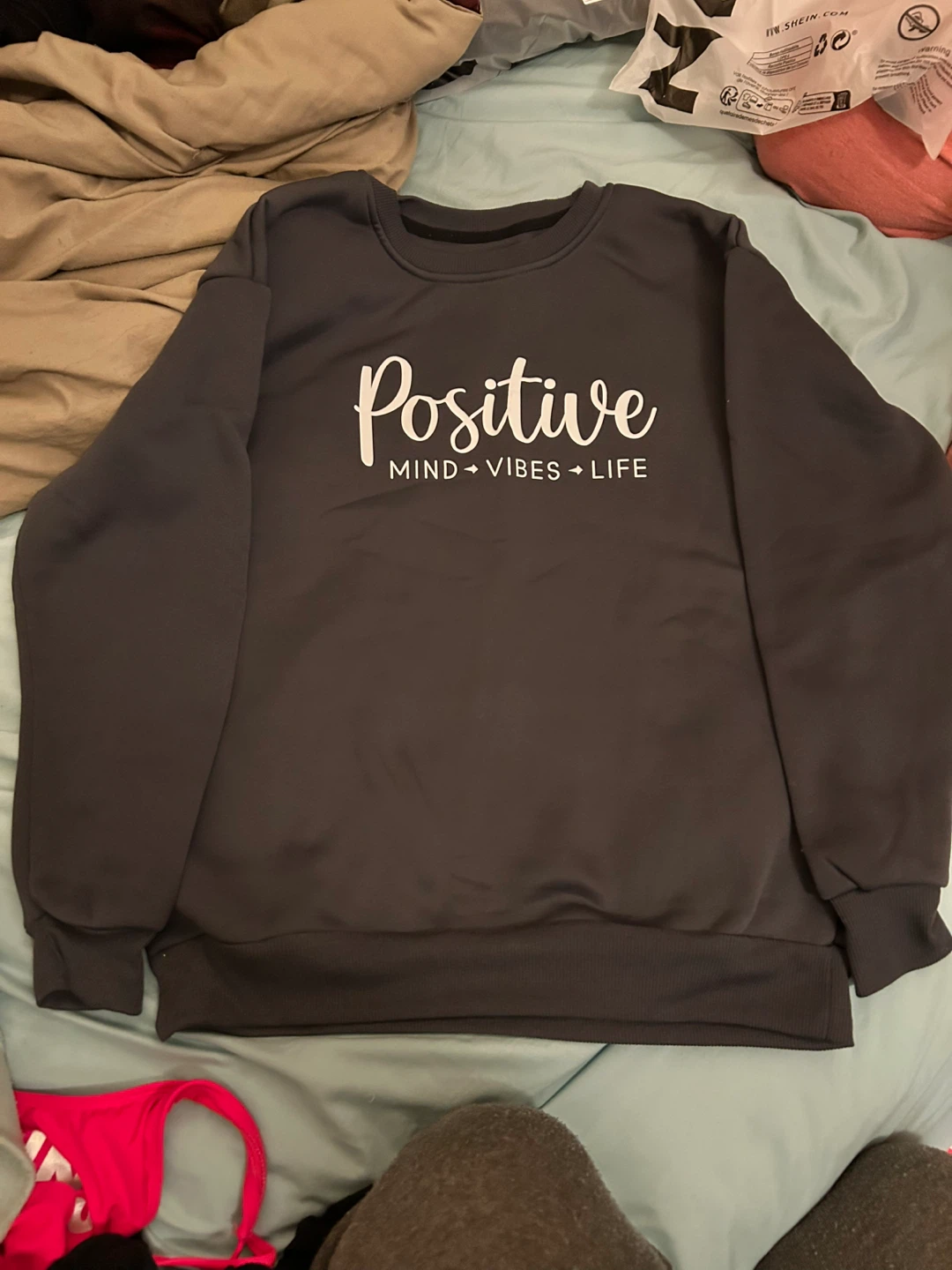 Shein "Positive Mind Vibes Life" Crewneck Sweatshirt