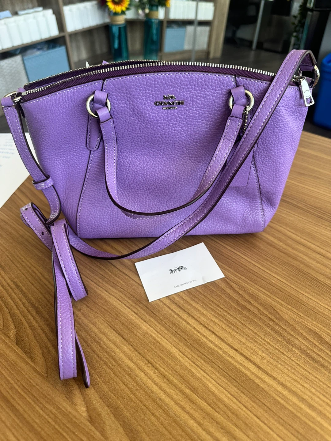 Coach Lavender Pebble Leather Satchel Bag - photo 3