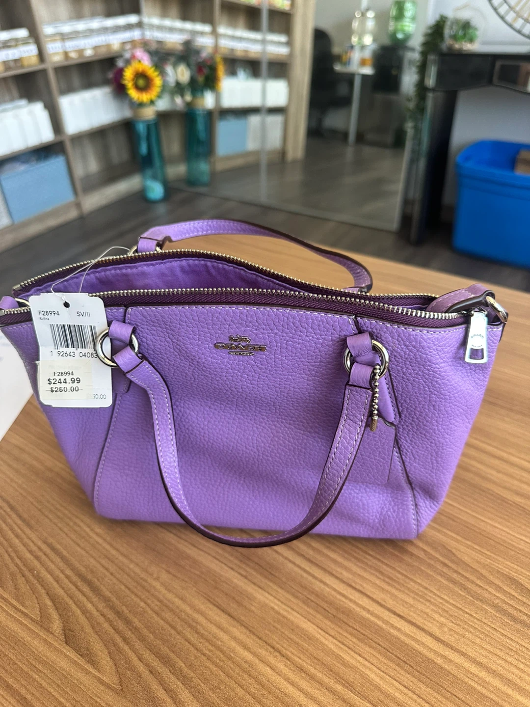 Coach Lavender Pebble Leather Satchel Bag