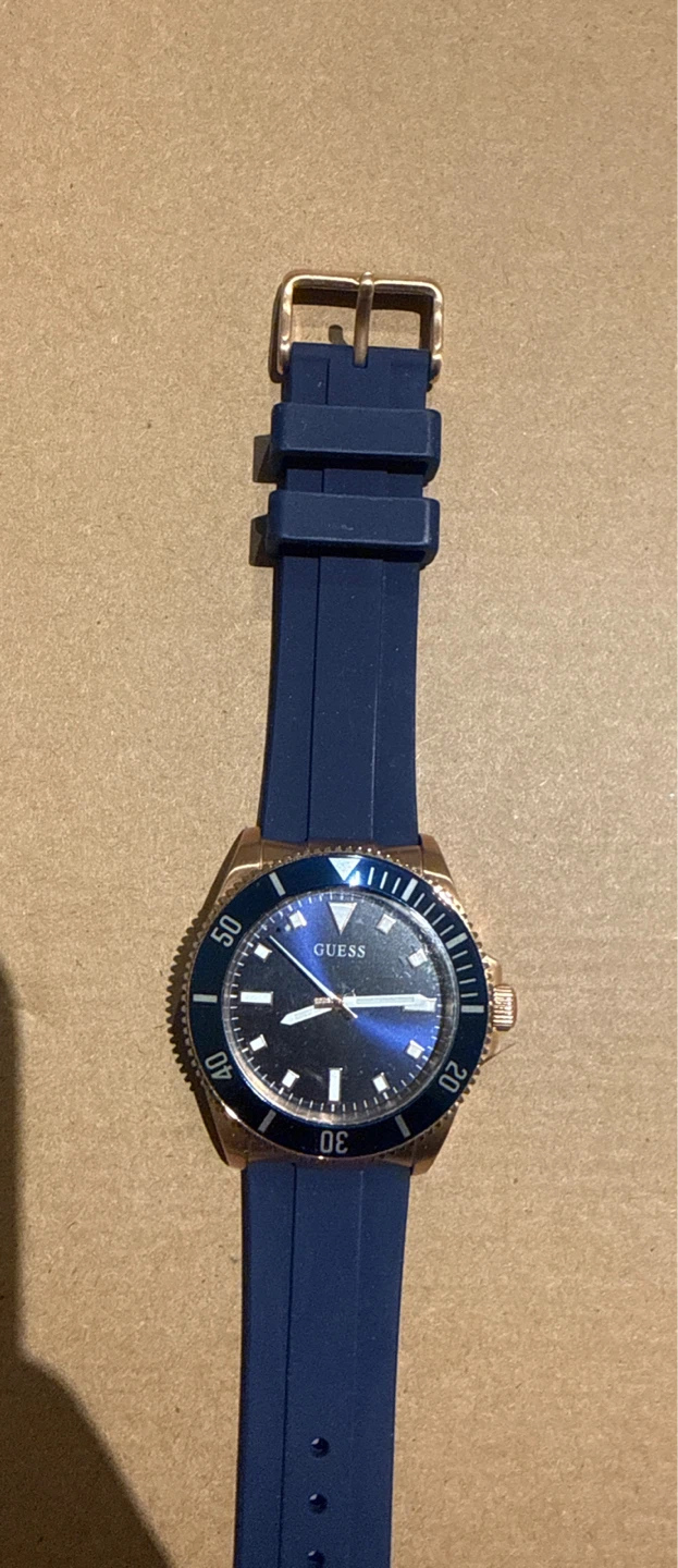 Guess Rose Gold Tone Blue Silicone Dive Watch - photo 2