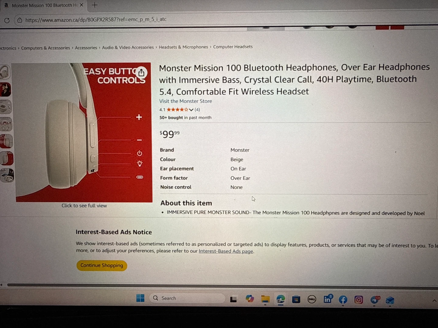 Clearance sale  Monster Mission  Headphones - Beige - photo 2